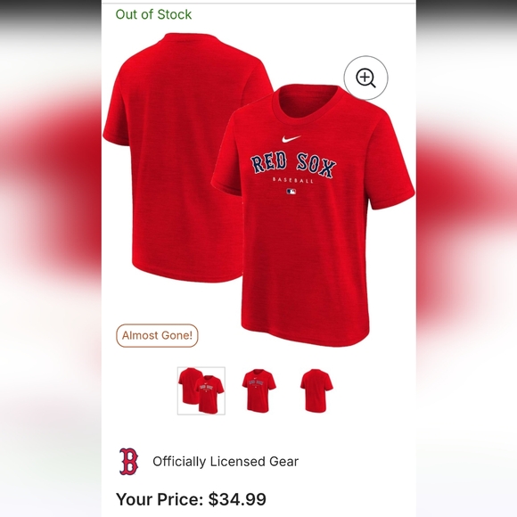 Youth Nike Red Sox Tee Shirt - Picture 1 of 12
